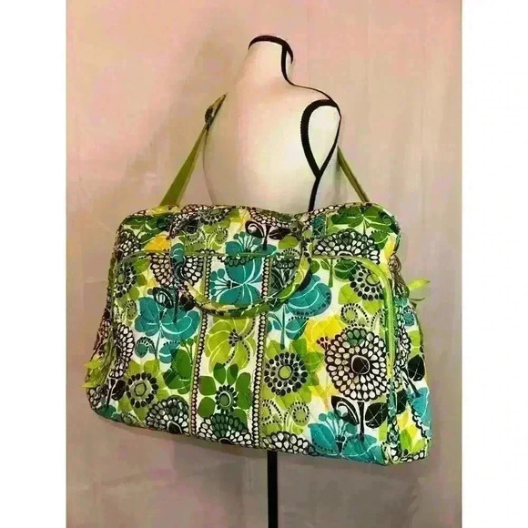 Vera Bradley Colorful Limes Up‎ Green Floral Large Duffle Bag Spacious & Stylish - Picture 14 of 16